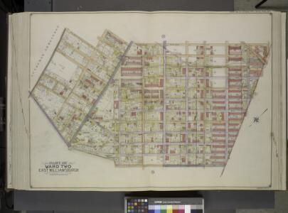 Queens, Vol. 2, Double Page Plate No. 34; Part of     Ward Two East Williamsburgh; [Map bounded by Palmetto St., Prospect Ave., Ivy    St., Forest Ave., Ptnan Ave., Woodard Ave., Madison St., Myrtle Ave.; Including  Boundary Line between borough of Qu