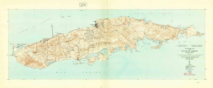 West Indies  Island Puerto Rico Caribbean Vieques Island 1951 Topographic Old Map