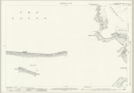 Devon CXXIX.4 & 3 (includes: Maker With Rame; Plymouth Lighthouse; Plymstock; Wembury) - 25 Inch Map