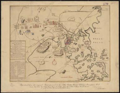 A plan of the town and harbour of Boston, and the country adjacent with the road from Boston to Concord shewing the place of the late engagement between the King's troops & the provincials ...