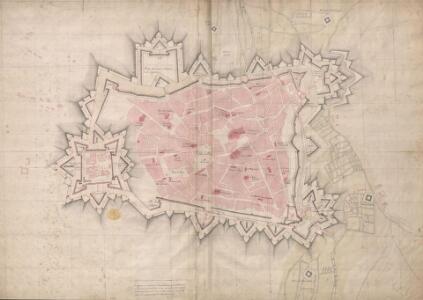 A colored plan of the town and citadel of Cambray;